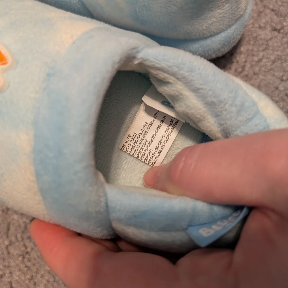Bluey and Bingo Toddler Slippers Bedroom Shoes Plush Blue Medium 7/8